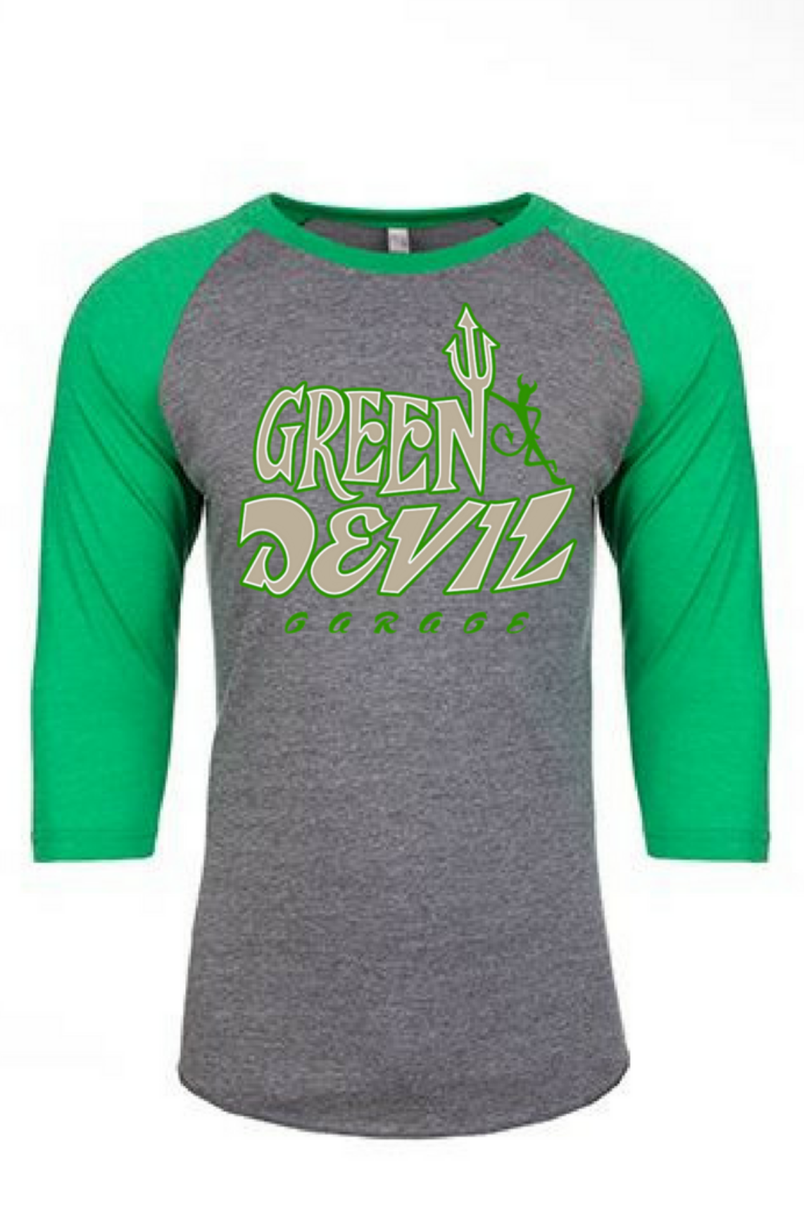 RAGLAN TEE SHIRT - GREY/GREEN